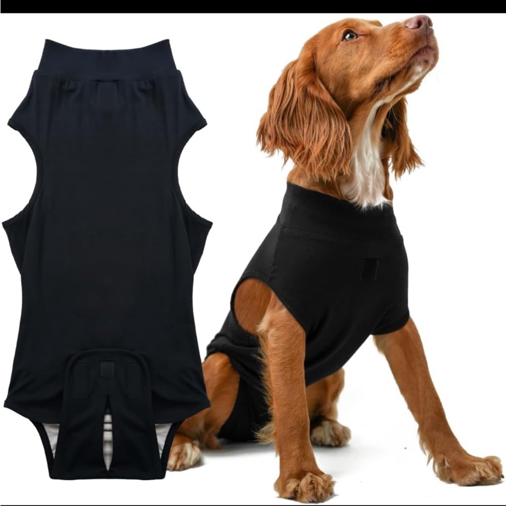 PupShield Dog Surgery Recovery Suit Accelerated Healing Sz S Anti-Lick Black